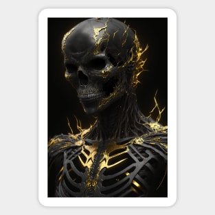 Dark Elegance: A Demon Skull bedecked with Golden Fissures Sticker